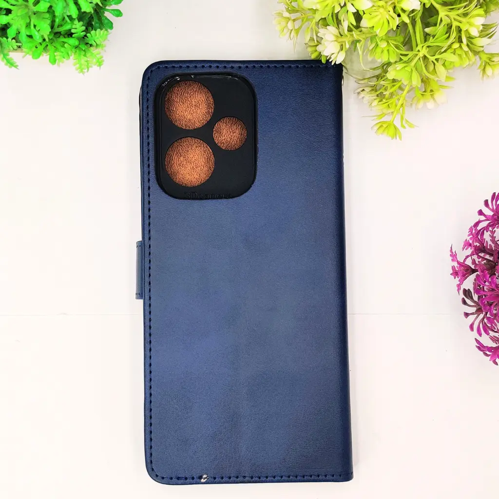 [PO42FBIHOT30PY-4-17] Infinix Hot 30 Play NMT Premium Luxuary Leather Book Case (Navy Blue)