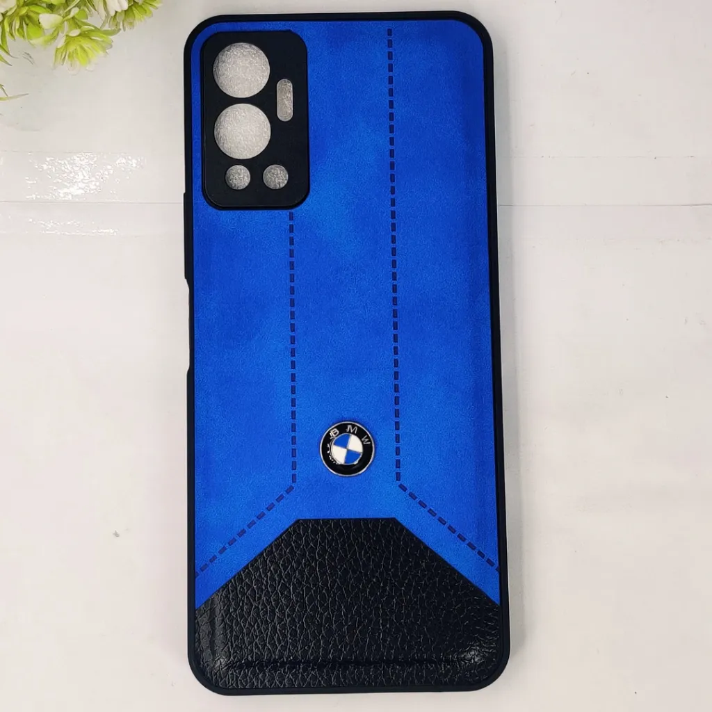 Infinix Hot 12 4G Dubble Tune Car Logo Leather Texture Back Case (Blue)