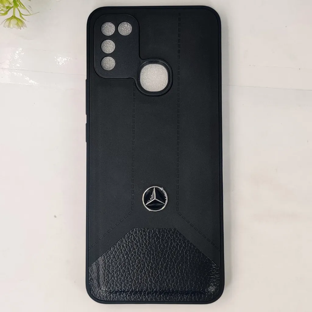 Infinix Hot 10 Play|Hot 11 Play Dubble Tune Car Logo Leather Texture Back Case (Black)