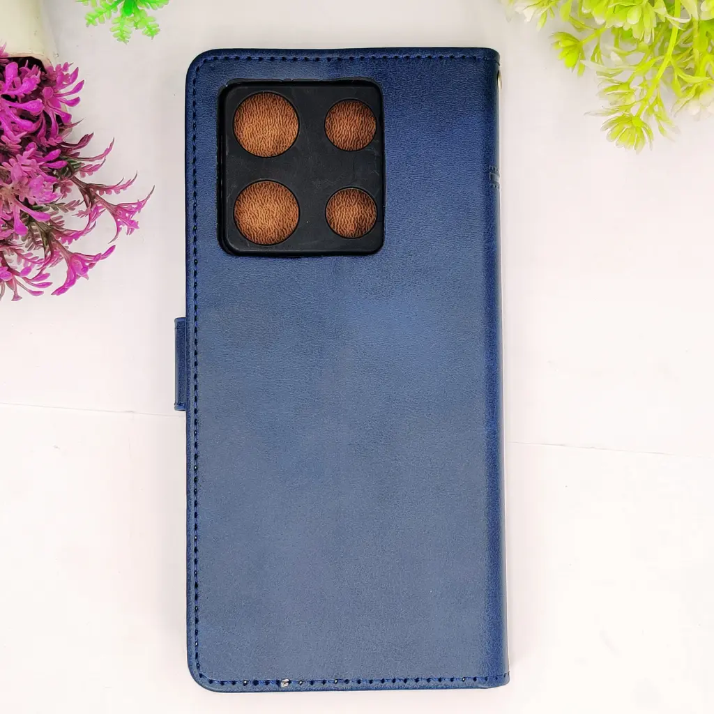 [PO42FBINOT30PR-4-17] Infinix Note 30 Pro 4G NMT Premium Luxuary Leather Book Case (Navy Blue)