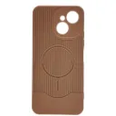 Tecno Spark 40C 4G 3D Magsafe Logo Carbon Fiber Lining Texture Back Case (Brown)