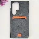 Samsung Galaxy S24 Ultra Leather Feel With Card Holder Santa Barbara Polo & Racquet Club Branded Phone Case (Black)