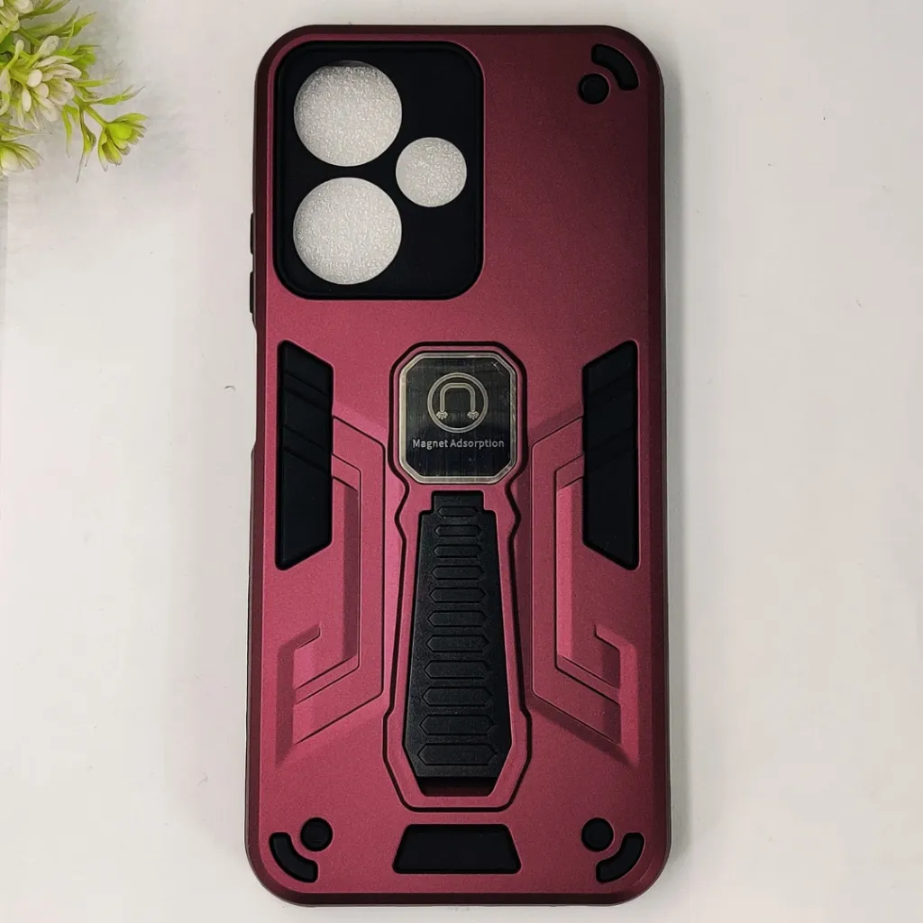 Infinix Hot 30 Play Armour With Back Stand Case (Maroon)