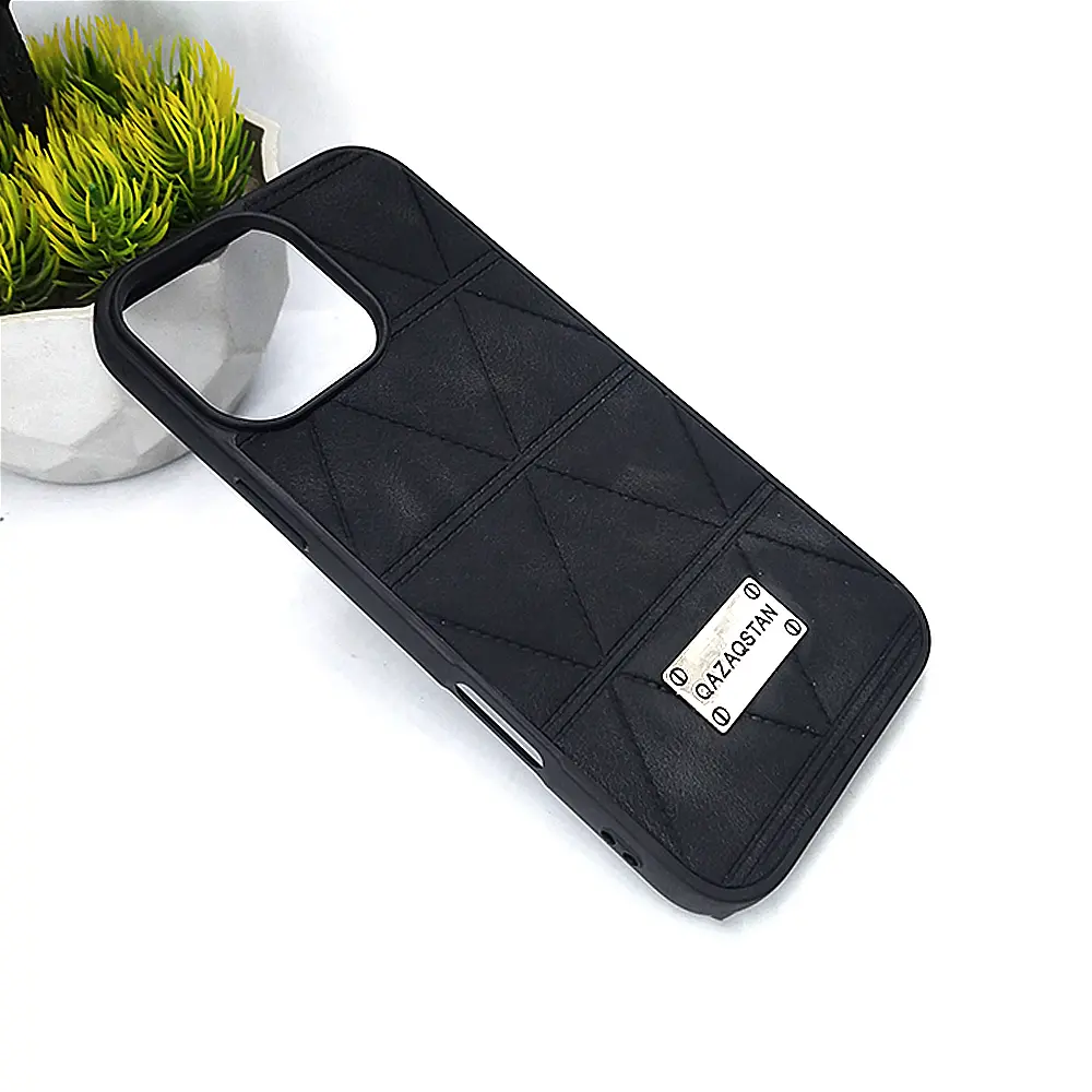 iPhone 16 Pro Max Prick Pattern Premium Leather Back Case (Brown)