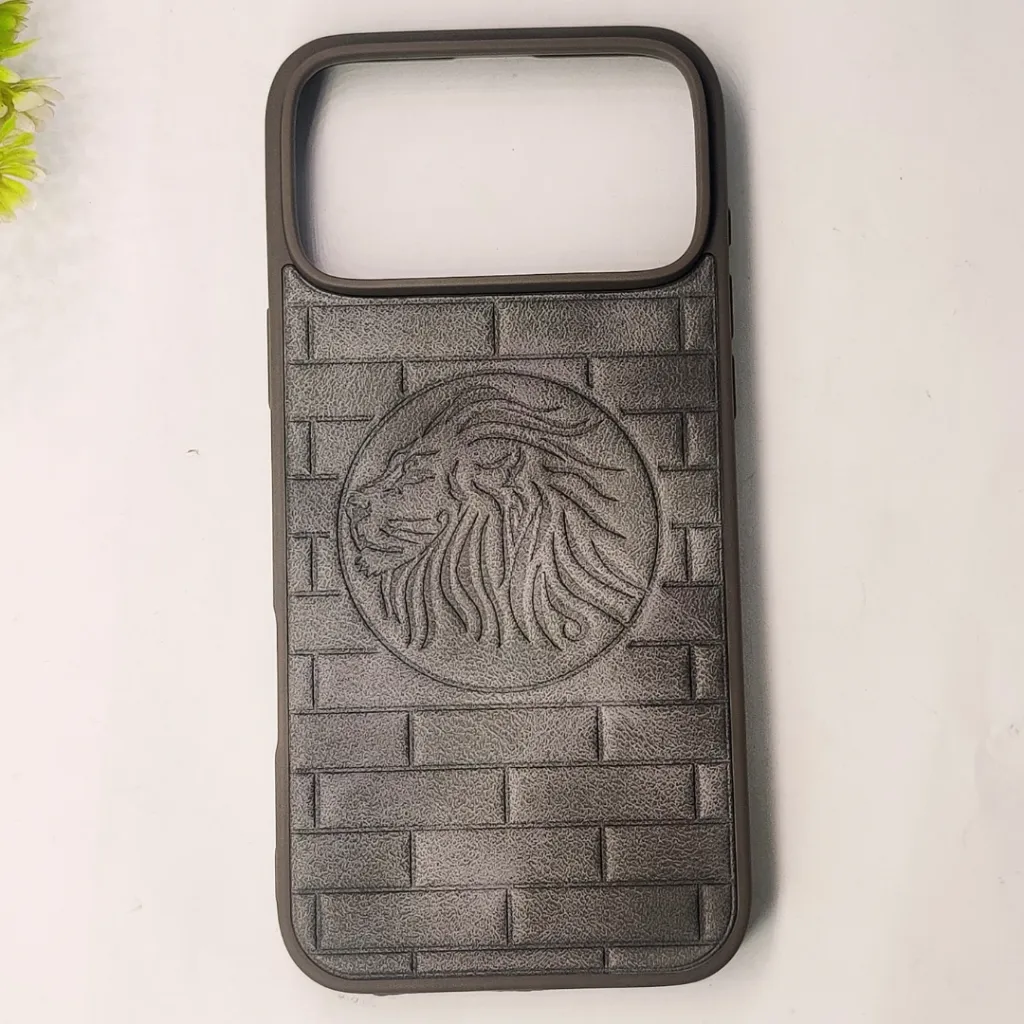 iPhone 17 Pro Max Prick Pattern Premium Leather Back Case (Natural Titanium)