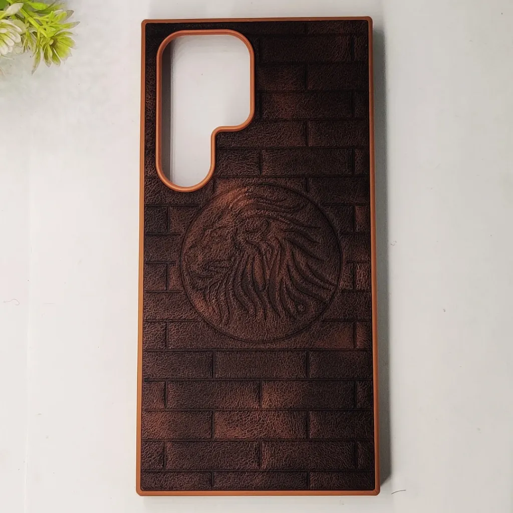 Samsung Galaxy S24 Ultra Prick Pattern Premium Leather Back Case (Dark Brown)