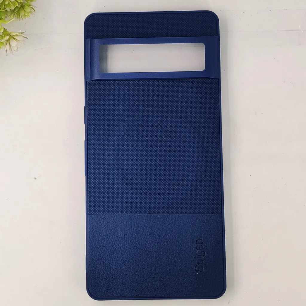 Google Pixel 7 Pro Spigen Dual Tone Dotted Wireless Magsafe Leather Back Case (Navy Blue)