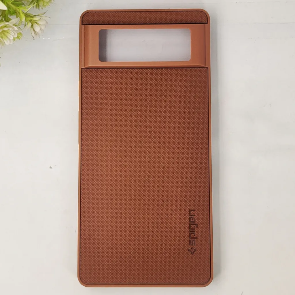 Google Pixel 6 Spigen Hard Dotted Leather Back Case (Brown)