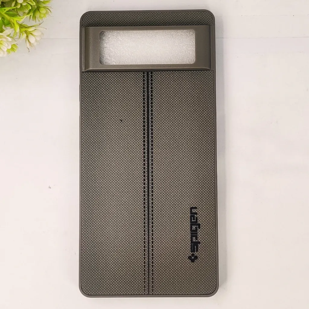 Google Pixel 6 Spigen Hard Dotted Leather Back Case (Gray)