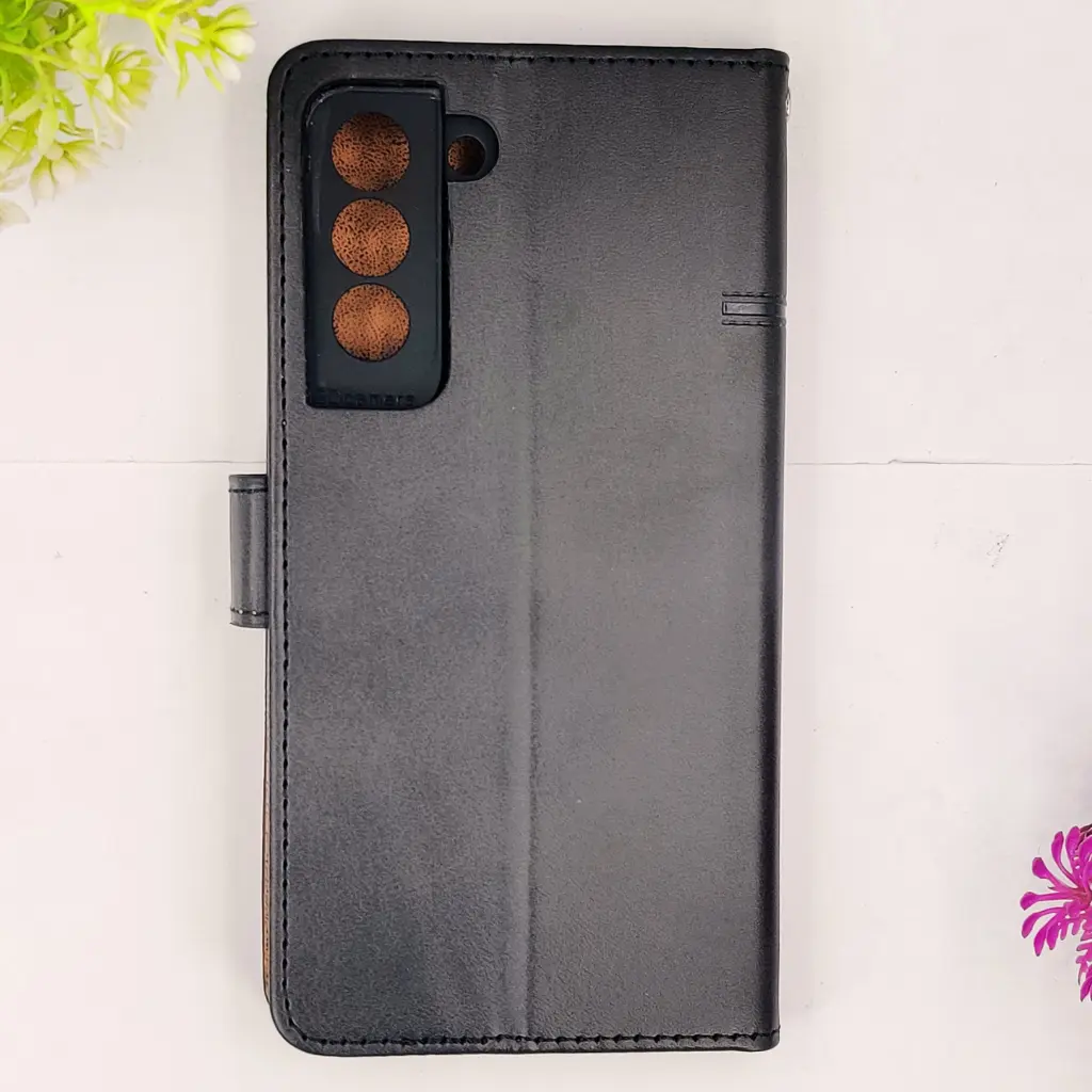 Samsung Galaxy S21 FE NMT Premium Luxuary Leather Book Case (Black)