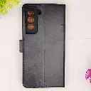 Samsung Galaxy S21 FE NMT Premium Luxuary Leather Book Case (Black)