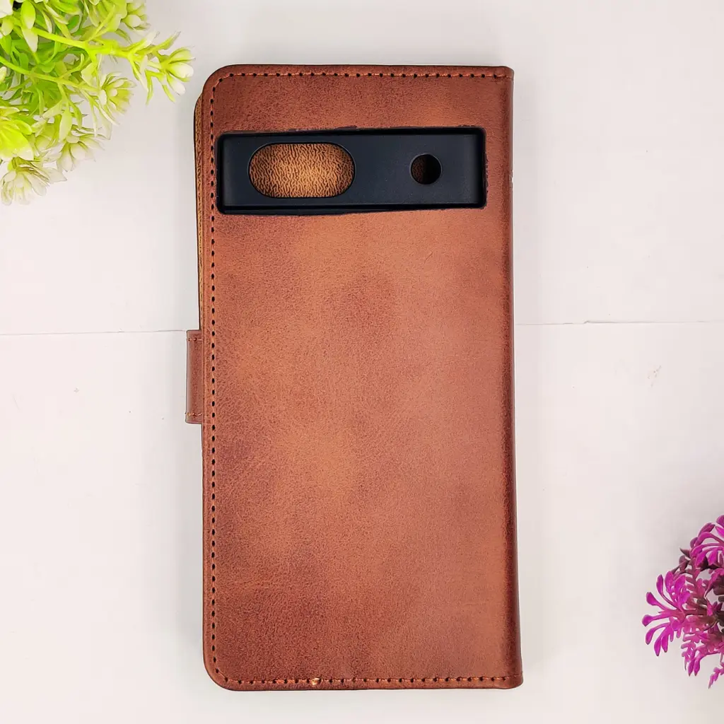 Google Pixel 7A NMT Premium Luxuary Leather Book Case (Dark Brown)