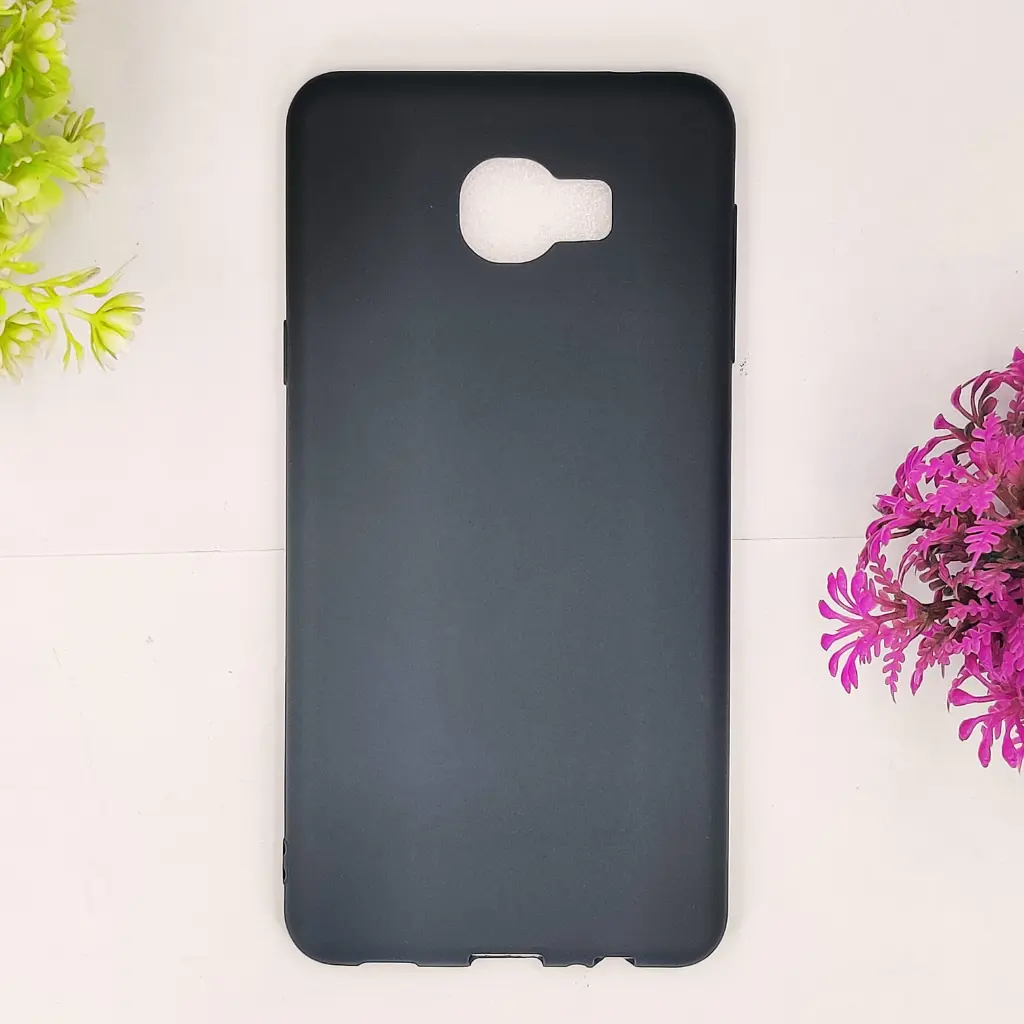 [PO4BSC7-4-2] Samsung Galaxy C7|C7 Pro Matte Soft Silicone Paper Back Case (Black)
