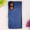 Oppo A58 4G NMT Premium Luxuary Leather Book Case (Navy Blue)