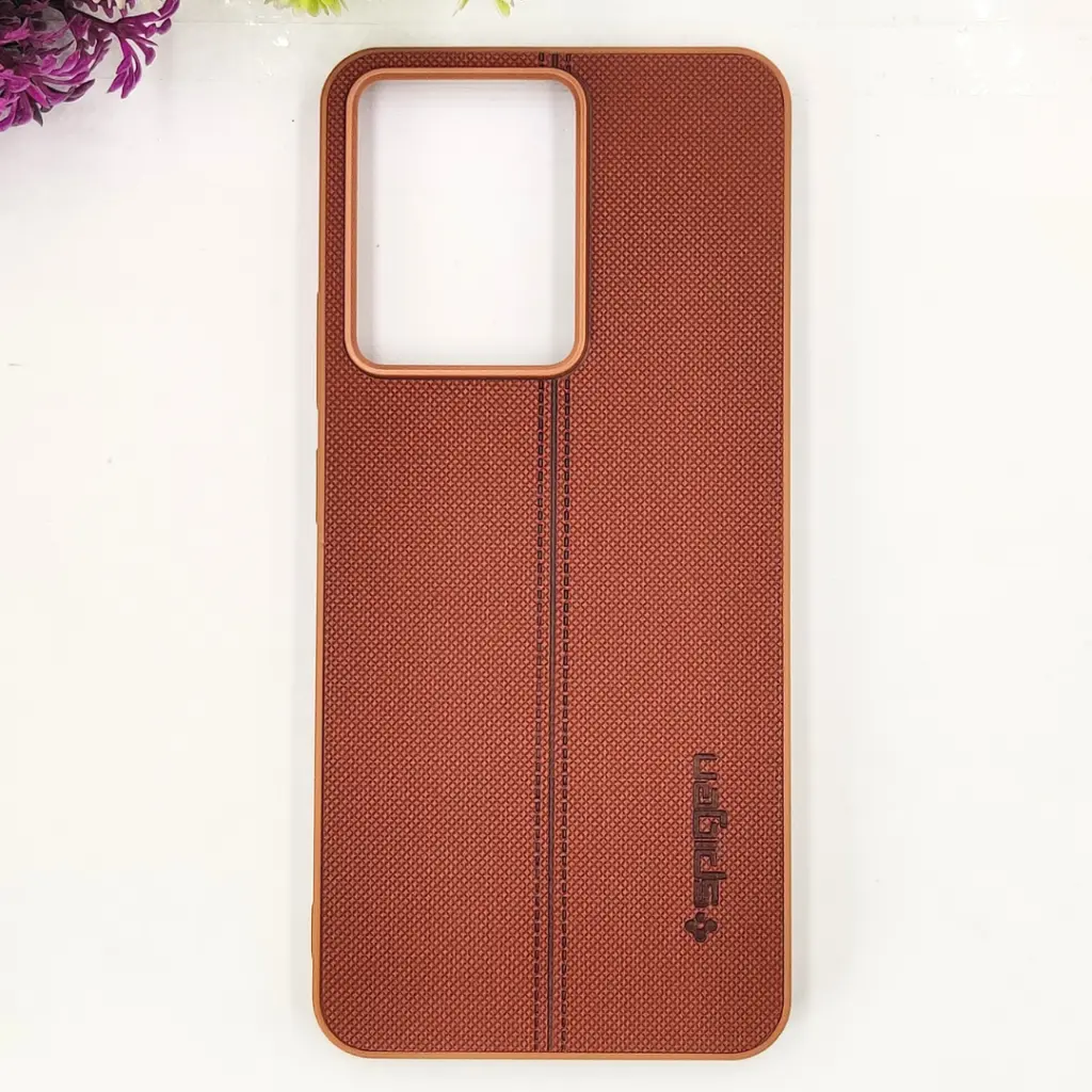 Oppo Realme 14 5G Spigen Hard Dotted Leather Back Case (Brown) 