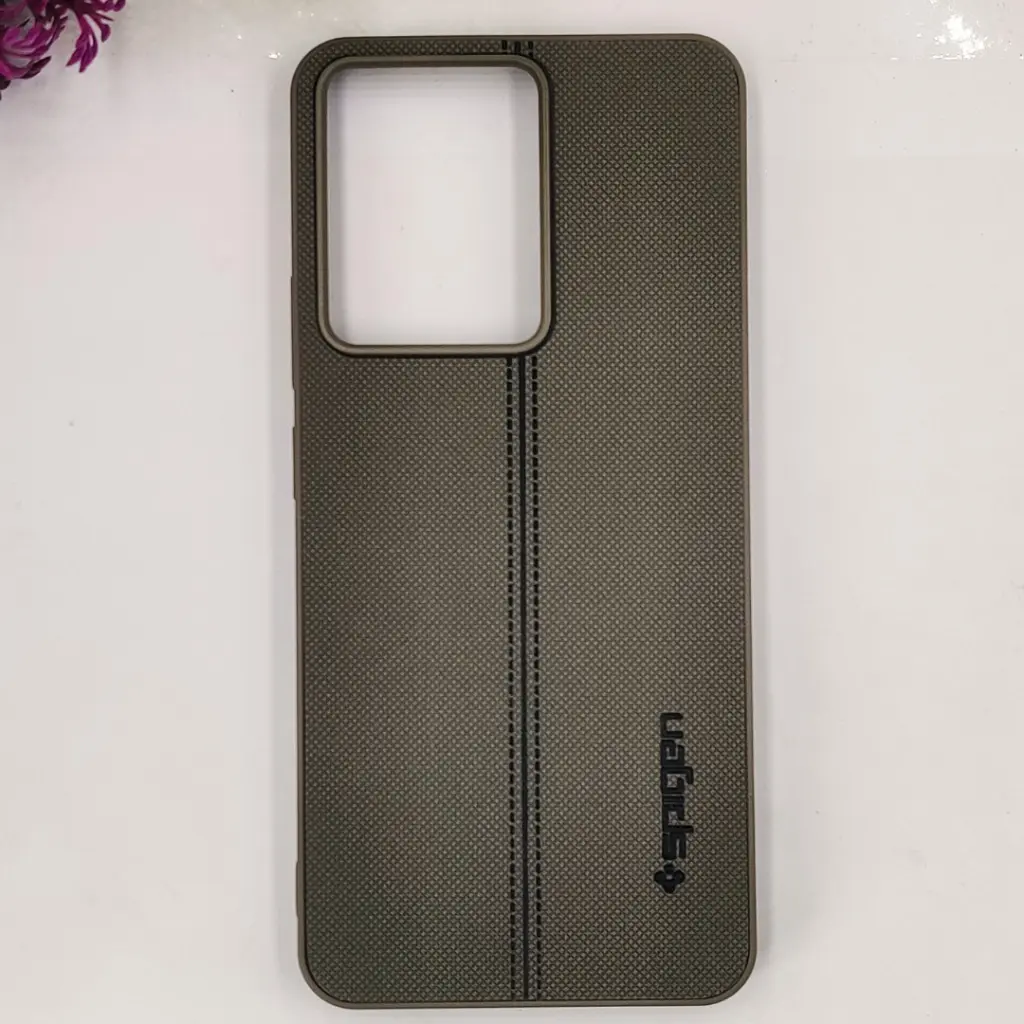 Oppo Realme 14 5G Spigen Hard Dotted Leather Back Case (Gray)