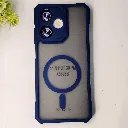 Infinix Hot 30 Play Armour Design Stylish & Durable 3D Matte Case With MagSafe Logo Back Case (Navy Blue)