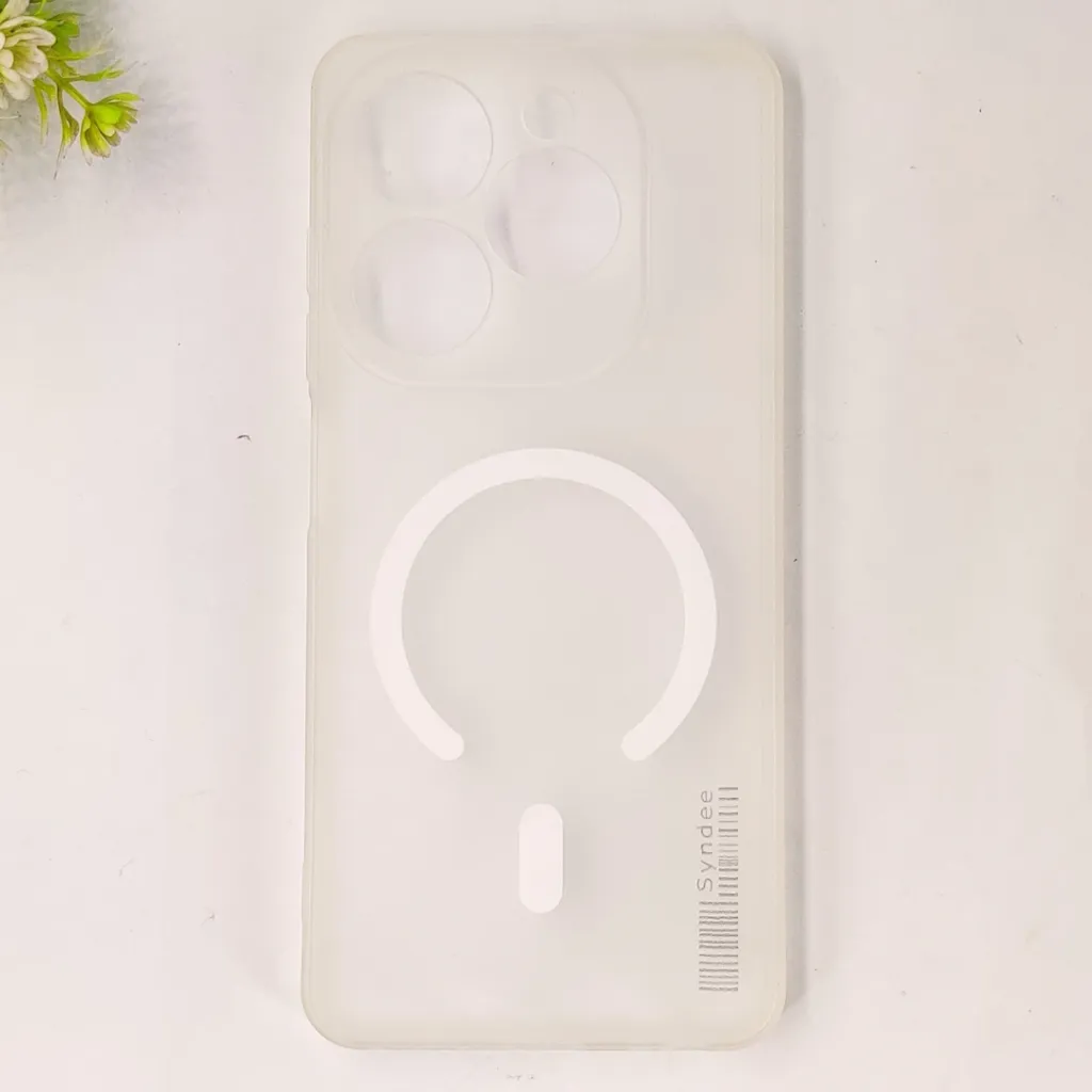 Infinix Hot 40i|Smart 8|Smart 8 Pro |Tecno Pop 8|Spark 20C|Spark 20 Soft Silicone Transparent Shade 3D Logo Magsafe Back Case (Crystal)