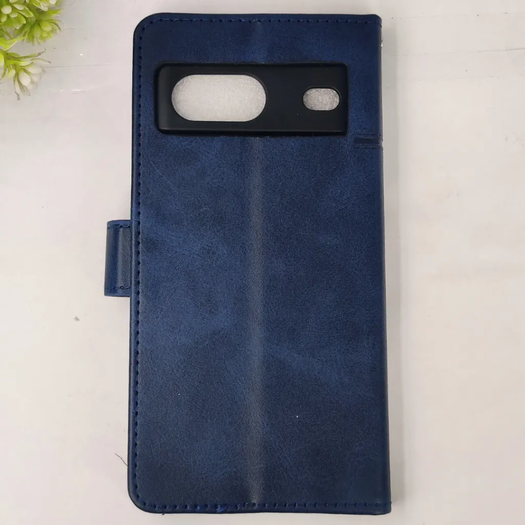 [PO42FBGPXL7-4-17] Google Pixel 7 NMT Premium Luxuary Leather Book Case (Navy Blue)