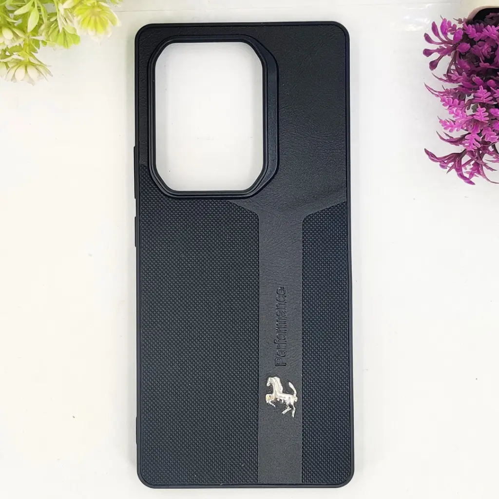 Infinix Note 50 4G|Note 50 Pro 4G Line Craft Luxury Cars Logo Leather Texture Mobile Back Case (Black)