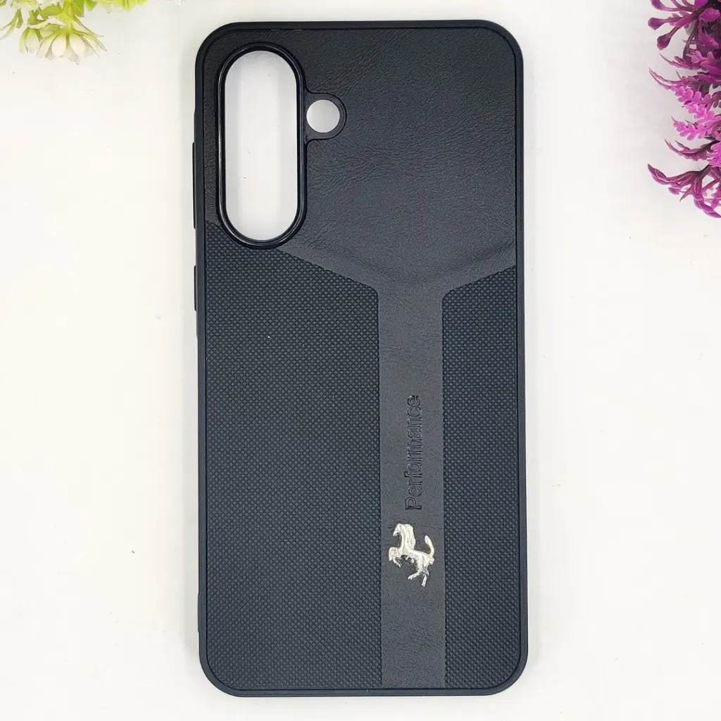 Samsung Galaxy A36 5G|A56 5G Line Craft Luxury Cars Logo Leather Texture Mobile Back Case (Black)