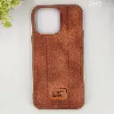 iPhone 14 Pro Max MOUNT BLANC Lining Luxuray Leather Back Case (Brown)