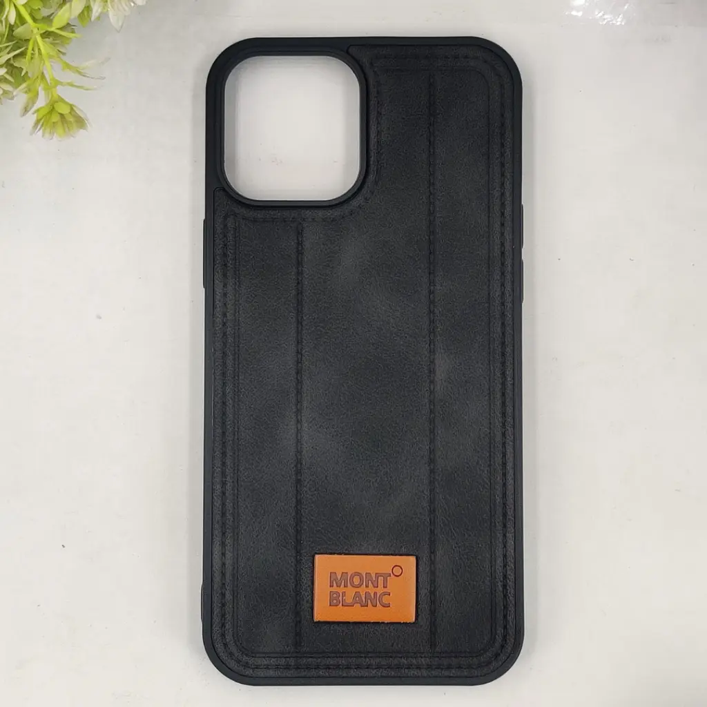 iPhone 12 Pro Max MOUNT BLANC Lining Luxuray Leather Back Case (Black)