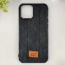 iPhone 12 Pro Max MOUNT BLANC Lining Luxuray Leather Back Case (Black)