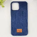 iPhone 12 Pro Max MOUNT BLANC Lining Luxuray Leather Back Case (Navy Blue)