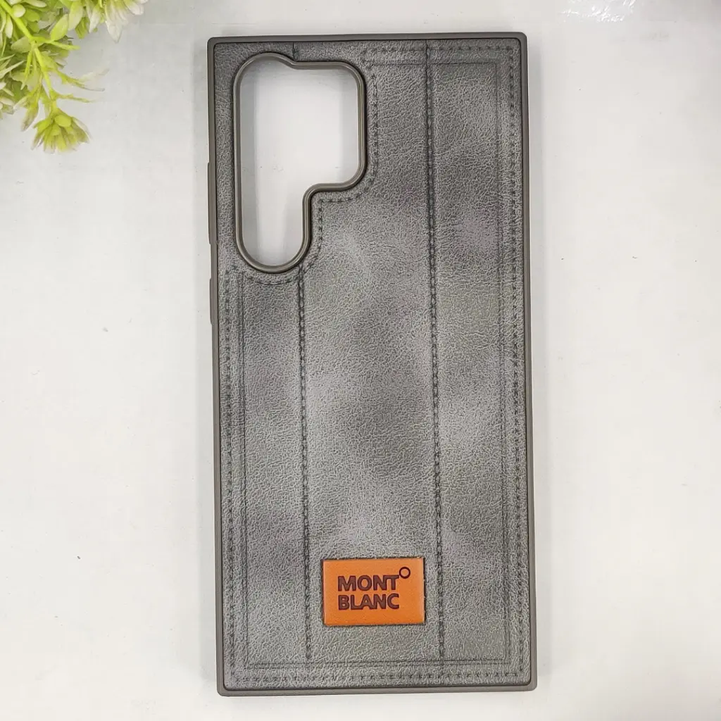 Samsung Galaxy S23 Ultra MOUNT BLANC Lining Luxuray Leather Back Case (Gray)