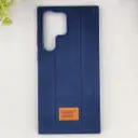 Samsung Galaxy S22 Ultra MOUNT BLANC Lining Luxuray Leather Back Case (Navy Blue)