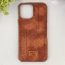 iPhone 13 Pro Max MOUNT BLANC Lining Luxuray Leather Back Case (Brown)