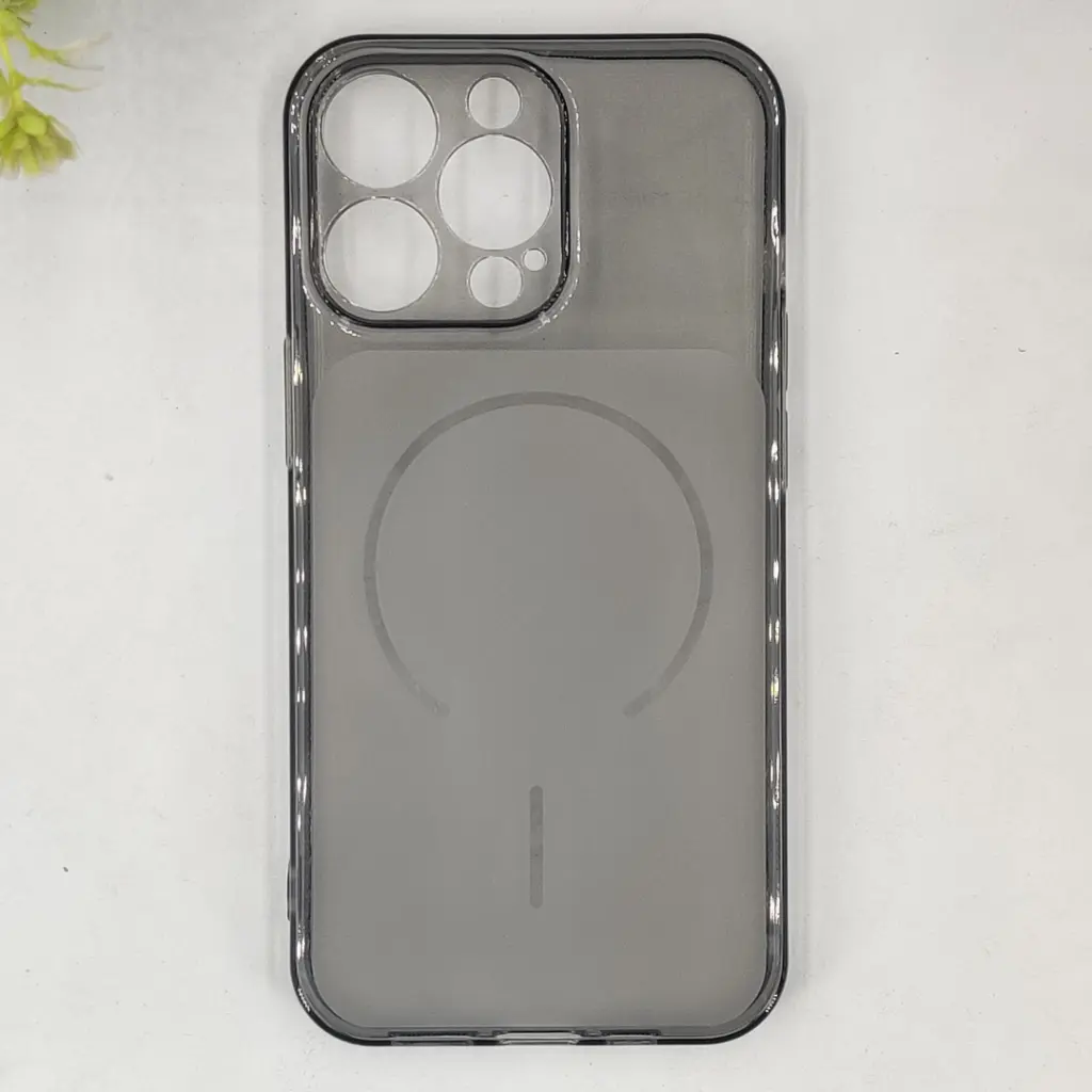 iPhone 13 Pro 3D Ultra Thin Colour Transparent|Tpu Magsafe Logo Back Case (Gray)