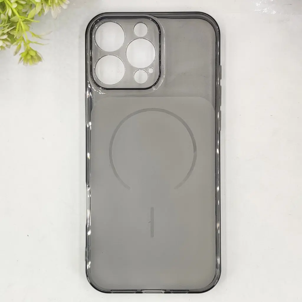 iPhone 14 Pro 3D Ultra Thin Colour Transparent|Tpu Magsafe Logo Back Case (Gray)