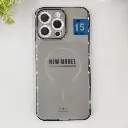 iPhone 15 Pro Max 3D Ultra Thin Colour Transparent|Tpu Magsafe Logo Back Case (Gray)
