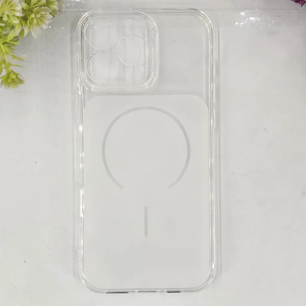 iPhone 16 Pro Max 3D Ultra Thin Colour Transparent|Tpu Magsafe Logo Back Case (Crystal)