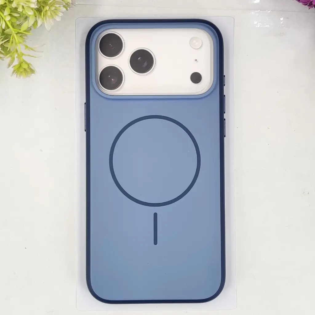 iPhone 17 Pro Max OKOZ 3D Metelic Luxuary With Wireless Magsafe Back Case (Navy Blue)