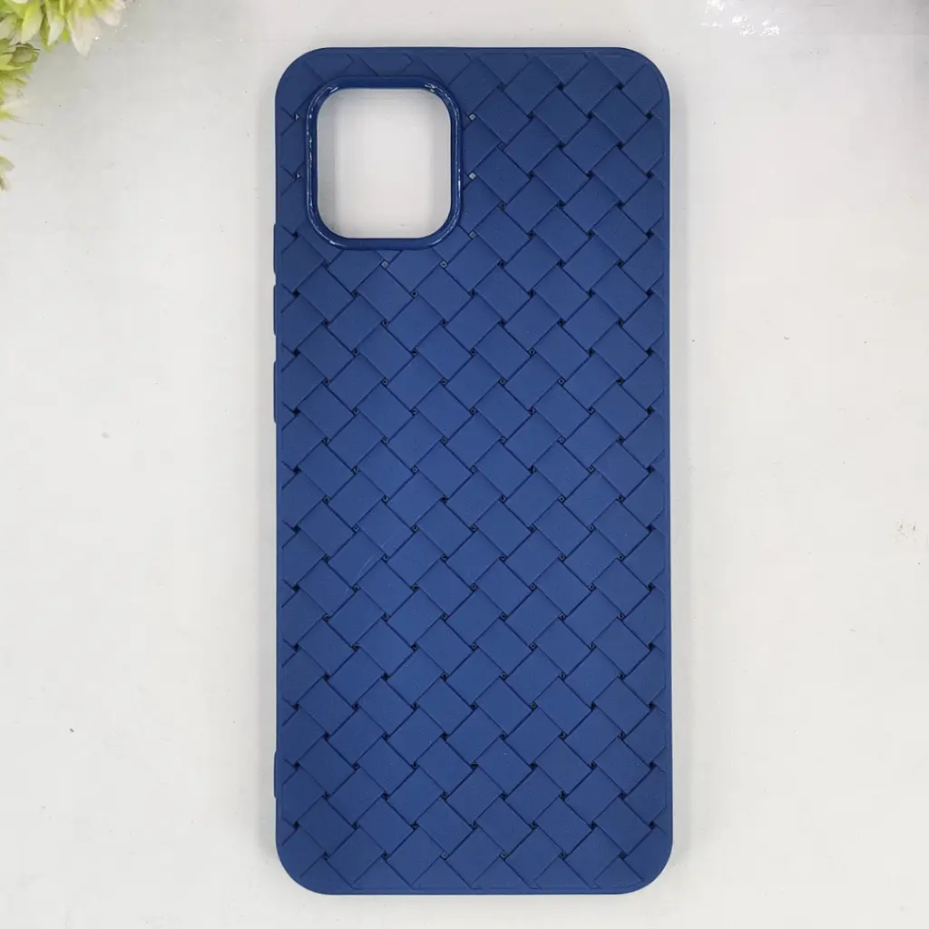 Samsung Galaxy A03 Woven With Leather Feel Soft Silicone Back Case (Navy Blue)