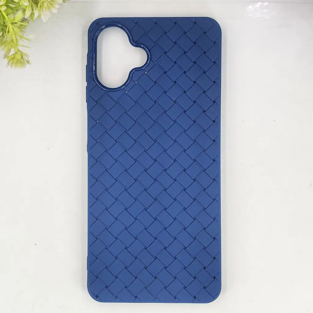 Samsung Galaxy A07 Woven With Leather Feel Soft Silicone Back Case (Navy Blue)