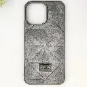 iPhone 14 Pro Max QAZAQSTAN 3D Lining Pattern Premium Leather Back Case (Gray)