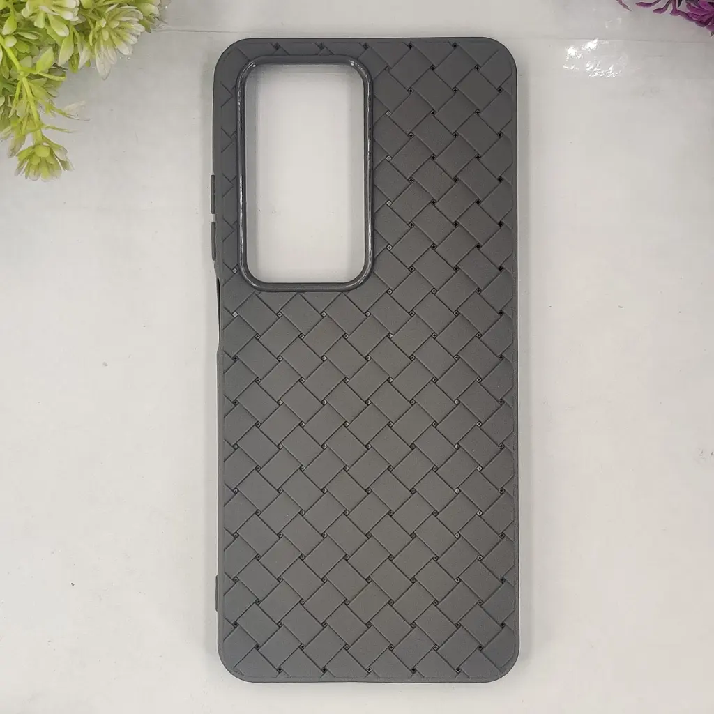 [PO14BOA5-52-9] Oppo A5 4G Woven With Leather Feel Soft Silicone Back Case (Gray)