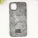 iPhone 11 Pro Max QAZAQSTAN 3D Lining Pattern Premium Leather Back Case (Gray)