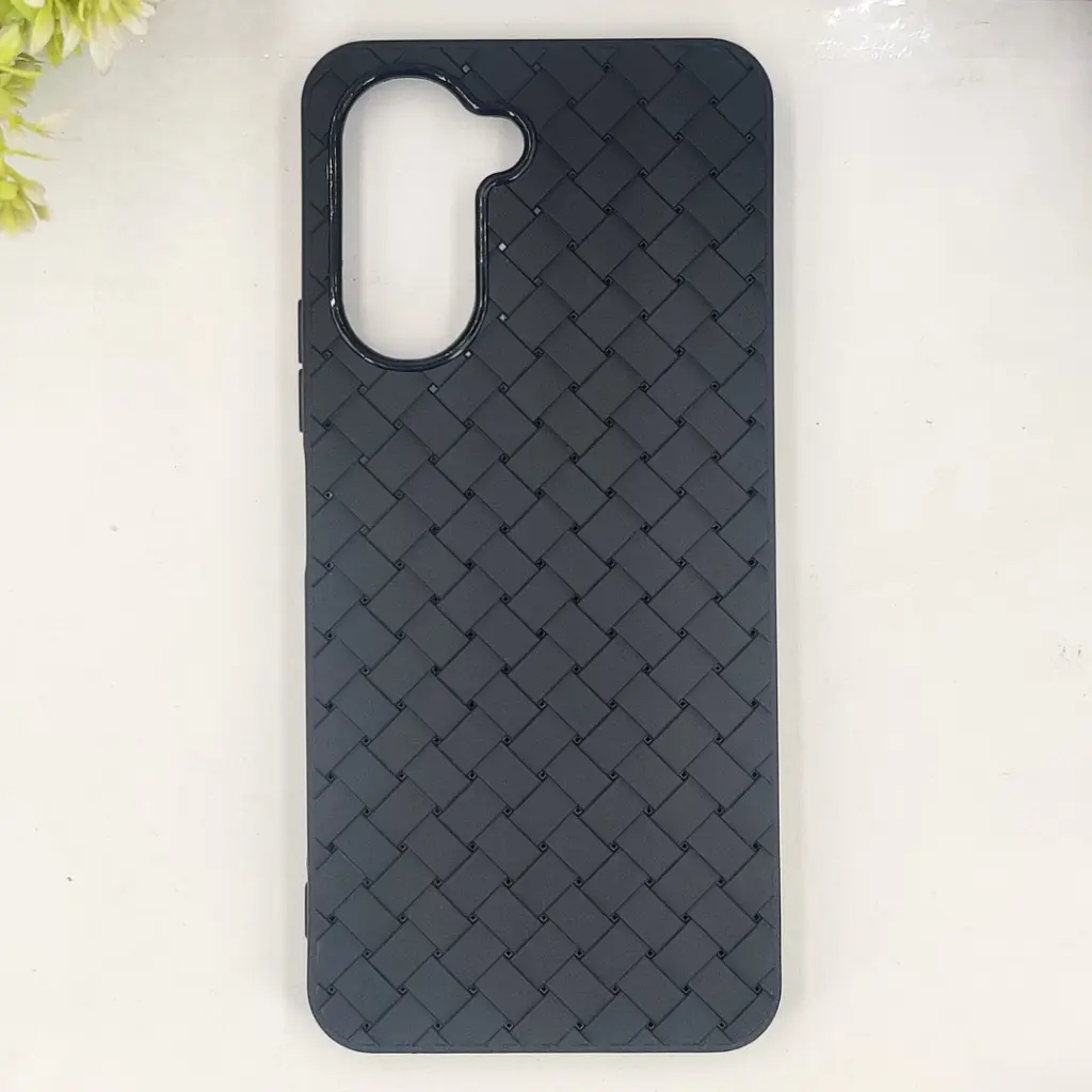 Vivo Y18 4G|Y03 4G Woven With Leather Feel Soft Silicone Back Case (Black)