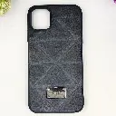 iPhone 11 QAZAQSTAN 3D Lining Pattern Premium Leather Back Case (Black)