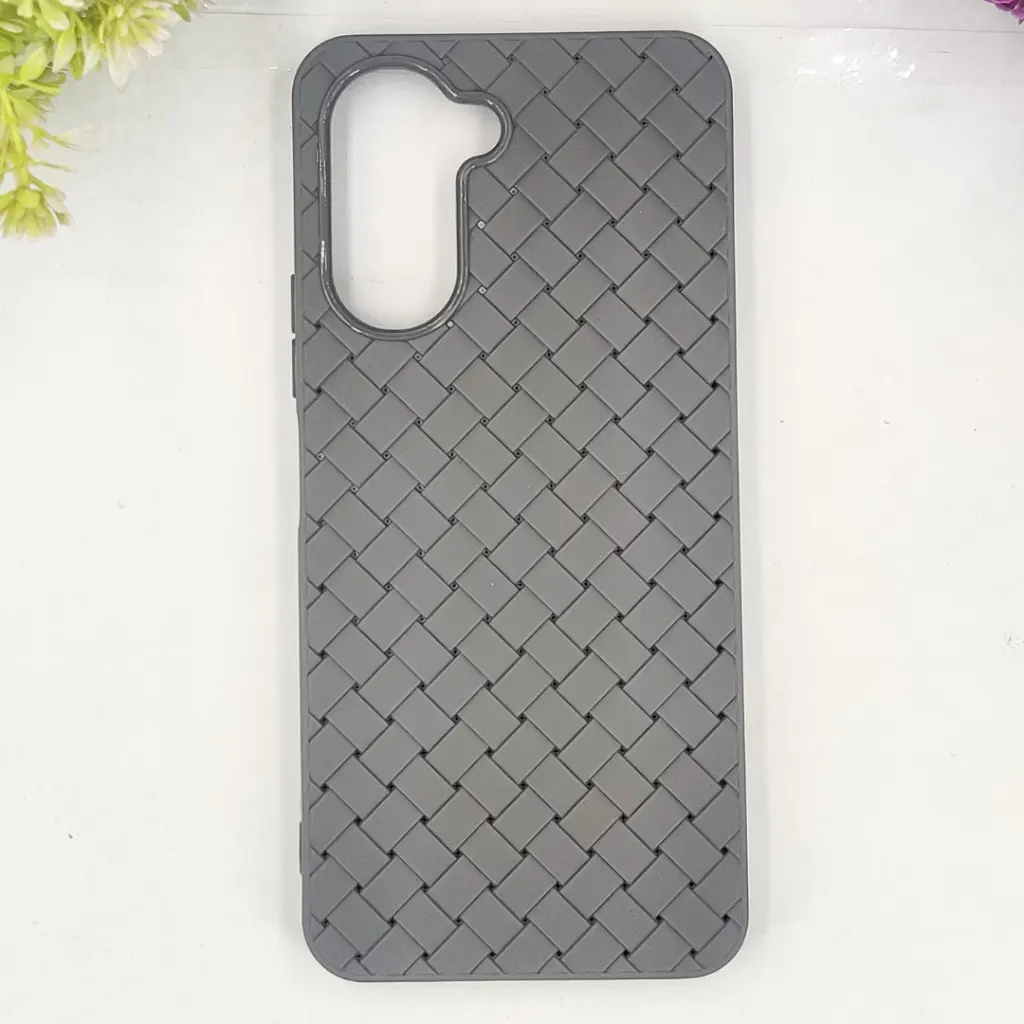 Vivo Y18 4G|Y03 4G Woven With Leather Feel Soft Silicone Back Case (Gray)