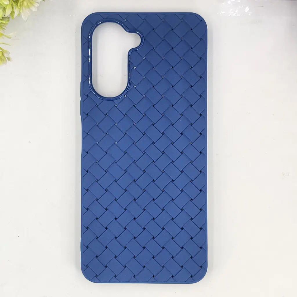 Vivo Y18 4G|Y03 4G Woven With Leather Feel Soft Silicone Back Case (Navy Blue)