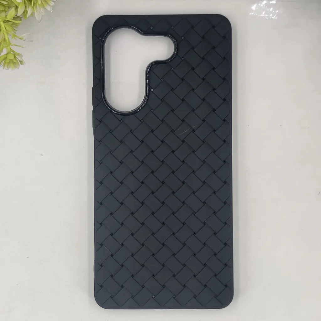 Tecno Camon 20|20 Pro Woven With Leather Feel Soft Silicone Back Case (Black)