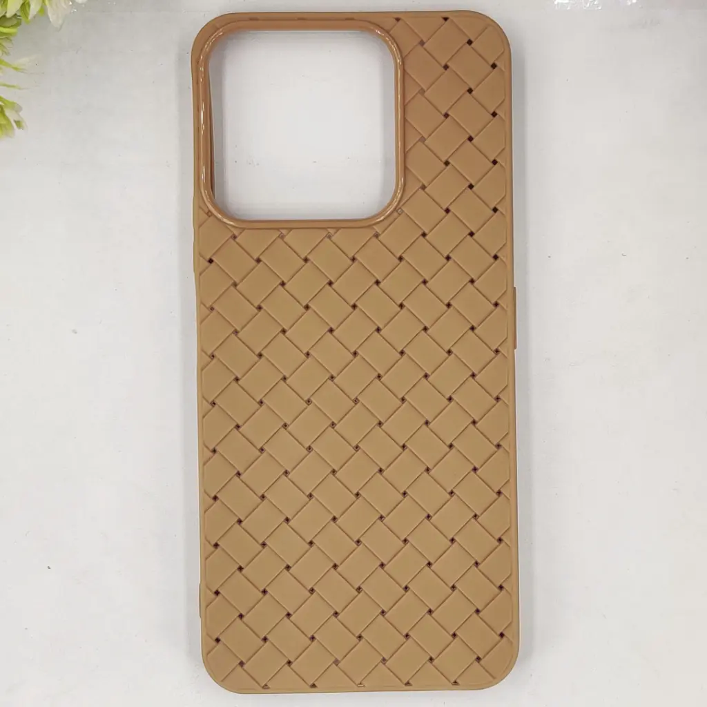Huawei Honor X6C Woven With Leather Feel Soft Silicone Back Case (Desert Titanium)