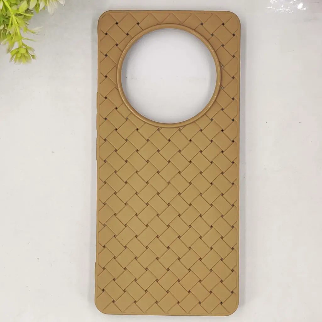 Huawei Honor X9C Woven With Leather Feel Soft Silicone Back Case (Desert Titanium)