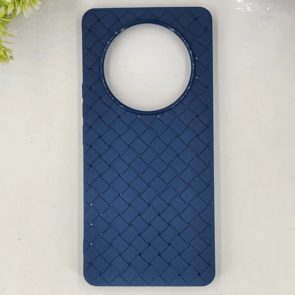 Huawei Honor X9C Woven With Leather Feel Soft Silicone Back Case (Navy Blue)